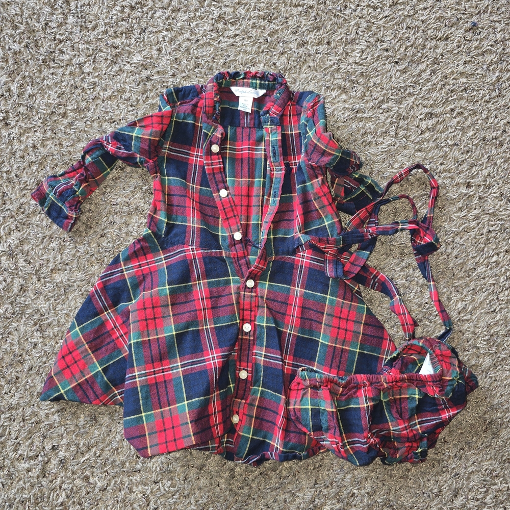 Polo by Ralph Lauren Red and Green Plaid Kids Dress